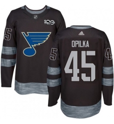 St. Louis Blues #45 Luke Opilka Authentic Black 1917-2017 100th Anniversary NHL Jersey