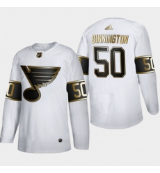 St. Louis Blues #50 Jordan Binnington Adidas White Golden Edition Limited Stitched NHL Jersey
