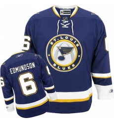 St. Louis Blues #6 Joel Edmundson Premier Navy Blue Third NHL Jersey