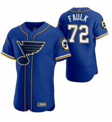 St. Louis Blues #72 Justin Faulk 2020 NHL x MLB Crossover Edition Baseball Jersey Blue