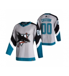 San Jose Sharks Custom Grey 2020-21 Reverse Retro Alternate Hockey Jersey