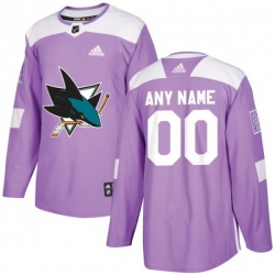 San Jose Sharks Custom adidas Purple Hockey Fights Cancer Practice Jersey San Jose Sharks Custom adidas Purple Hockey Fights Cancer Practice Jersey
