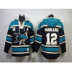 San Jose Sharks #12 Patrick Marleau black-green [pullover hooded sweatshirt][patch A]
