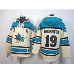 San Jose Sharks #19 Joe Thornton Green-Cream [pullover hooded sweatshirt][patch C]