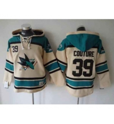 San Jose Sharks #39 Logan Couture Cream-Blue [pullover hooded sweatshirt]