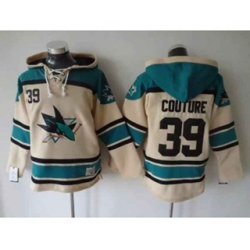 San Jose Sharks #39 Logan Couture Cream-Blue [pullover hooded sweatshirt]