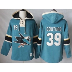 San Jose Sharks #39 Logan Couture Teal Pullover Hoodie Stitched NHL Jersey