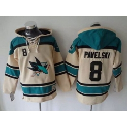 San Jose Sharks #8 Joe Pavelski Cream Sawyer Hooded Sweatshirt Stitched jerseys