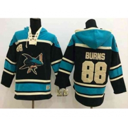 San Jose Sharks #88 Brent Burns Black Black-Green [pullover hooded sweatshirt]