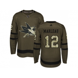 Adidas San Jose Sharks #12 Patrick Marleau Green Salute to Service Stitched NHL Jersey
