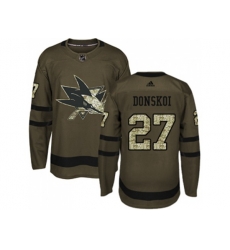 Adidas San Jose Sharks #27 Joonas Donskoi Green Salute to Service Stitched NHL Jersey