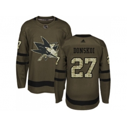 Adidas San Jose Sharks #27 Joonas Donskoi Green Salute to Service Stitched NHL Jersey