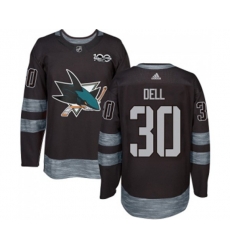 Adidas San Jose Sharks #30 Aaron Dell Authentic Black 1917-2017 100th Anniversary NHL Jersey