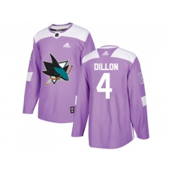 Adidas San Jose Sharks #4 Brenden Dillon Purple Authentic Fights Cancer Stitched NHL Jersey