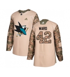 Adidas San Jose Sharks #42 Joel Ward Authentic Camo Veterans Day Practice NHL Jersey