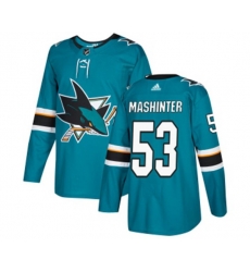 Adidas San Jose Sharks #53 Brandon Mashinter Premier Teal Green Home NHL Jersey