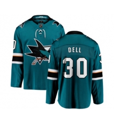San Jose Sharks #30 Aaron Dell Fanatics Branded Teal Green Home Breakaway NHL Jersey