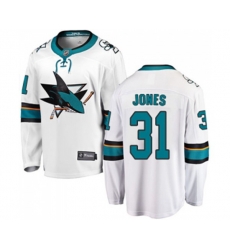 San Jose Sharks #31 Martin Jones Fanatics Branded White Away Breakaway NHL Jersey