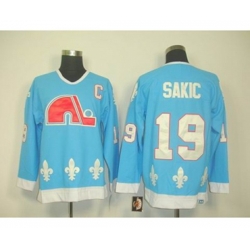 Quebec Nordiques #19 Joe Sakic Light Blue CCM Throwback Stitched NHL Jersey