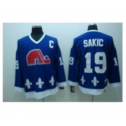 Quebec Nordiques #19 Joe Sakic Stitched CCM Throwback Blue NHL Jersey