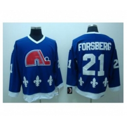 Quebec Nordiques #21 Peter Forsberg Blue Stitched CCM Throwback blue NHL Jersey