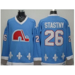 Quebec Nordiques #26 Peter Stastny Light Blue CCM Throwback Stitched jerseys