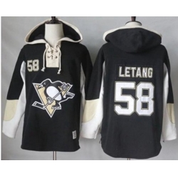 Pittsburgh Penguins #58 Kris Letang Black Pullover Hoodie Stitched NHL Jersey