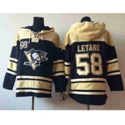 Pittsburgh Penguins #58 Kris Letang cream-black[pullover hooded sweatshirt]