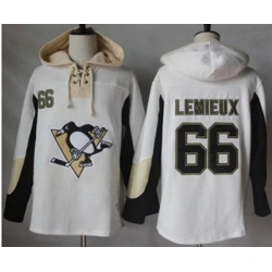 Pittsburgh Penguins #66 Mario Lemieux White Pullover Hoodie Stitched NHL Jersey