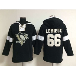 Pittsburgh Penguins #66 Mario Lemieux black-white[pullover hooded sweatshirt]