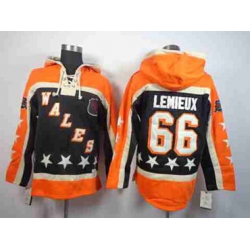 Pittsburgh Penguins #66 Mario Lemieux orange-black[pullover hooded sweatshirt