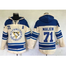 Pittsburgh Penguins #71 Evgeni Malkin Cream Sawyer Hooded Sweatshirt Stitched NHL Jersey