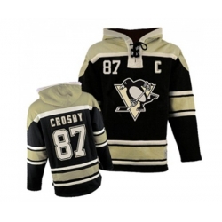 Pittsburgh Penguins #87 Sidney Crosby Authentic Black Sawyer Hooded Sweatshirt NHL Jersey