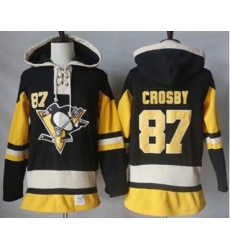 Pittsburgh Penguins #87 Sidney Crosby Black Alternate Sawyer Hooded Sweatshirt Stitched NHL Jersey
