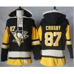 Pittsburgh Penguins #87 Sidney Crosby Black Alternate Sawyer Hooded Sweatshirt Stitched NHL Jersey