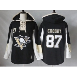 Pittsburgh Penguins #87 Sidney Crosby Black Pullover Hoodie Stitched NHL Jersey
