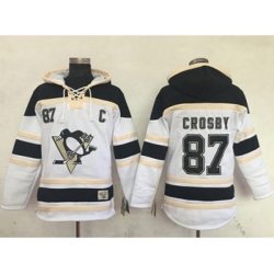 Pittsburgh Penguins #87 Sidney Crosby White Sawyer Hooded Sweatshirt Stitched NHL Jersey