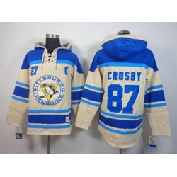 Pittsburgh Penguins #87 Sidney Crosby blue-cream[pullover hooded sweatshirt][patch C]