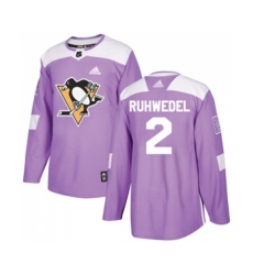 Adidas Pittsburgh Penguins #2 Chad Ruhwedel Authentic Purple Fights Cancer Practice NHL Jersey