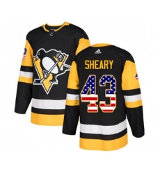 Adidas Pittsburgh Penguins #43 Conor Sheary Authentic Black USA Flag Fashion NHL Jersey