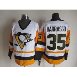 Pittsburgh Penguins #35 Tom Barrasso Throwback white-yellow jerseys
