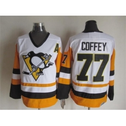 Pittsburgh Penguins #77 Coffey Throwback white-yellow NHL jerseys
