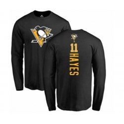 NHL Adidas Pittsburgh Penguins #11 Jimmy Hayes Black Backer Long Sleeve T-Shirt NHL Adidas Pittsburgh Penguins #11 Jimmy Hayes Black Backer Long Sleeve T-Shirt