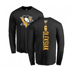NHL Adidas Pittsburgh Penguins #6 Jamie Oleksiak Black Backer Long Sleeve T-Shirt NHL Adidas Pittsburgh Penguins #6 Jamie Oleksiak Black Backer Long Sleeve T-Shirt