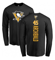 Pittsburgh Penguins #45 Josh Archibald Black Backer Long Sleeve T-Shirt