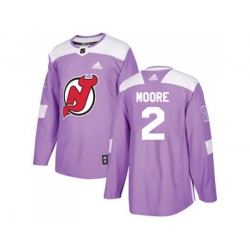 New Jersey Devils #2 John Moore Purple Authentic Fights Cancer Stitched NHL Jersey