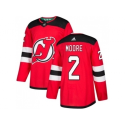 New Jersey Devils #2 John Moore Red Home Authentic Stitched NHL Jersey