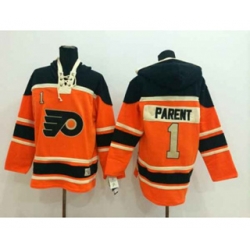 Philadelphia Flyers #1 Bernie Parent orange-black[pullover hooded sweatshirt]