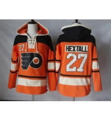 Philadelphia Flyers #27 Ron Hextall Orange Sawyer Hooded Sweatshirt Stitched NHL Jersey