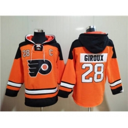 Philadelphia Flyers #28 Claude Giroux Orange Ageless Must-Have Lace-Up Pullover Hockey Hoodie Philadelphia Flyers #28 Claude Giroux Orange Ageless Must-Have Lace-Up Pullover Hockey Hoodie